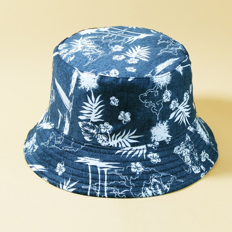 

Guys Plant Pattern Bucket Hat, Baby blue