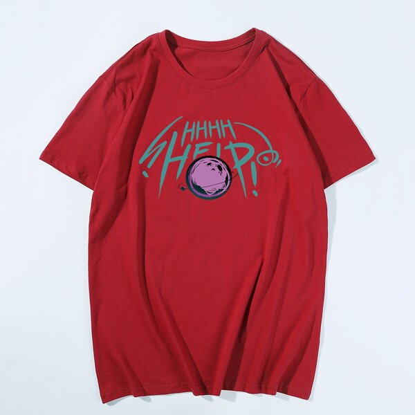 

Men Letter Graphic Short Sleeve Tee, Red