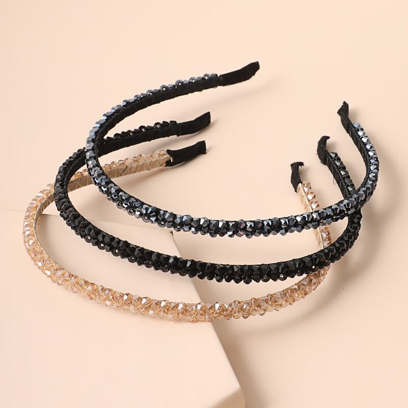 

3pcs Crystal Decor Hair Hoop, Multicolor