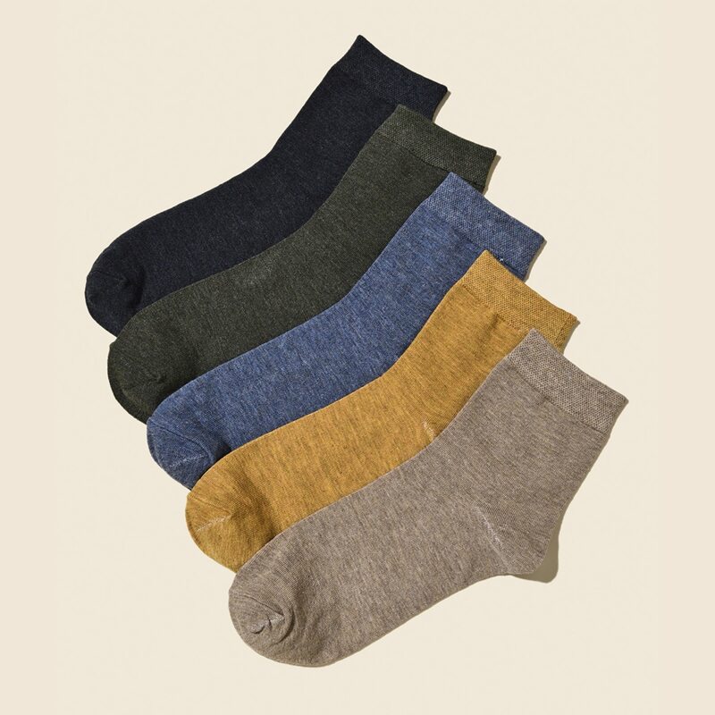 

5pairs Guys Plain Socks, Multicolor