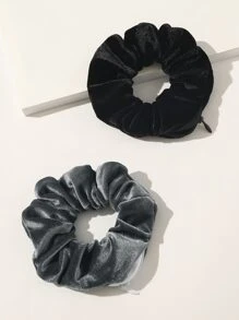 2pcs Plain Velvet Scrunchie - Multicolor - View 1