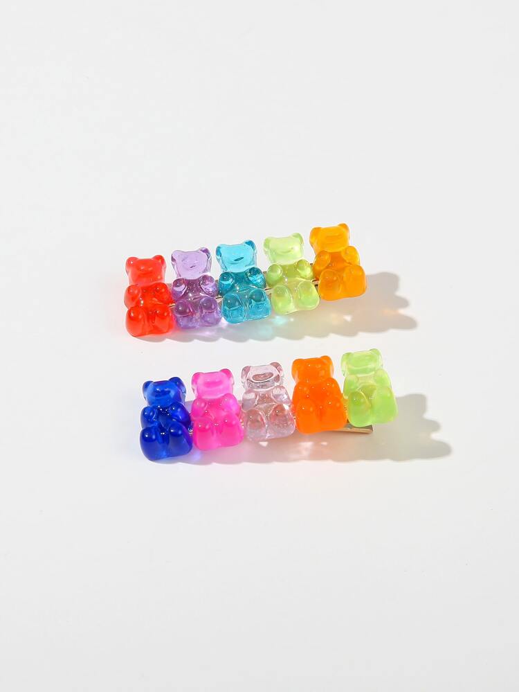 2pcs Bear Decor Hair Clip Claw Clips Hair Claws Hair Barrettes, School Stuff, Hair Accessories, Head Accessories, Hairpin,Summer,Holiday,Travel