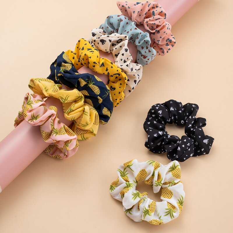

9pcs Fruit Pattern Scrunchie, Multicolor