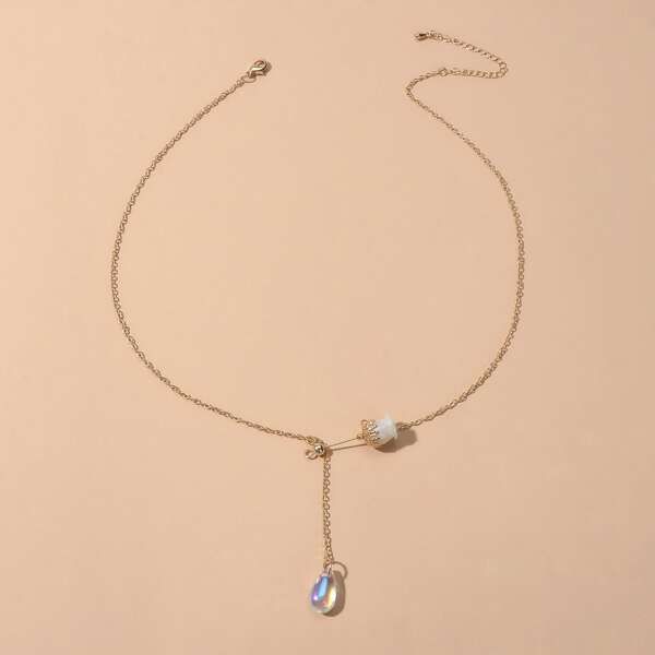 

Water Drop Charm Necklace, Gold