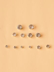 Bông tai đá quý 6 viên - Vàng - Xem 1