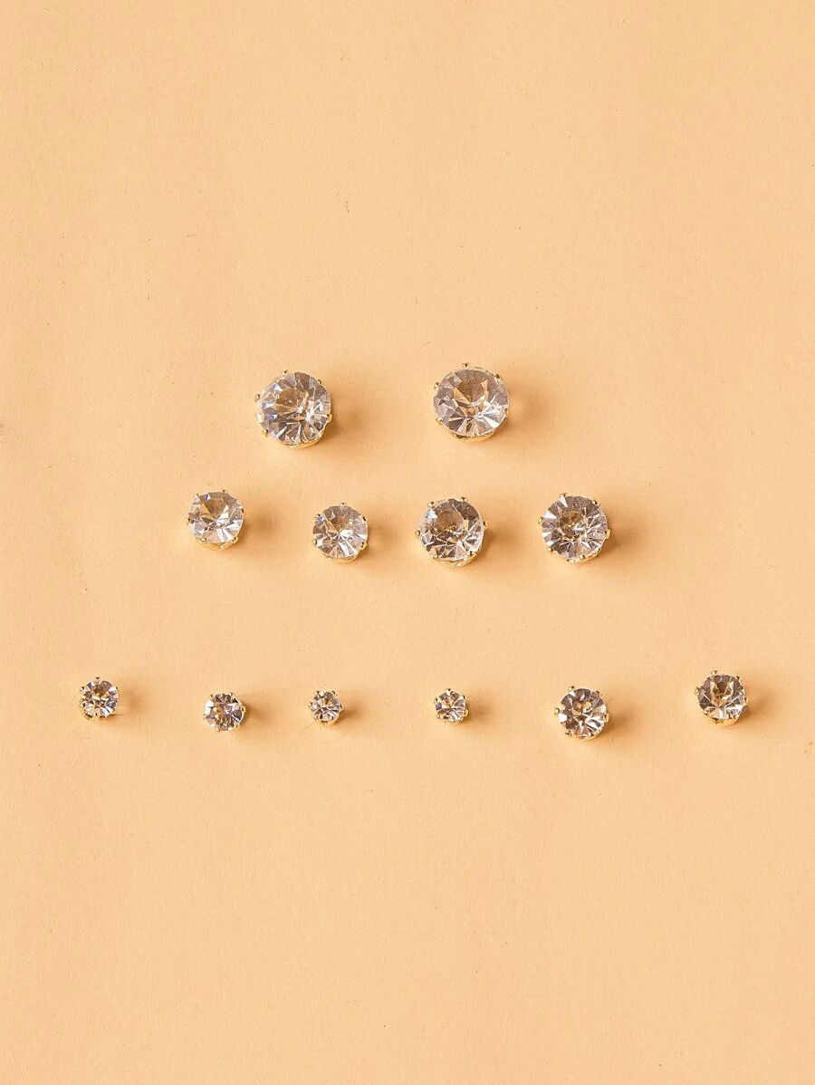 Bông tai đá quý 6 viên - Vàng - Xem 1