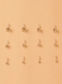 Bông tai đá quý 6 viên - Vàng - Xem 3