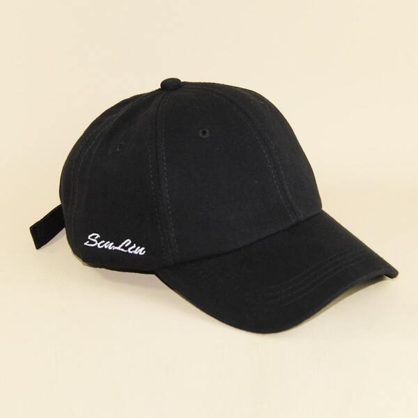

Letter Embroidery Baseball Cap, Black