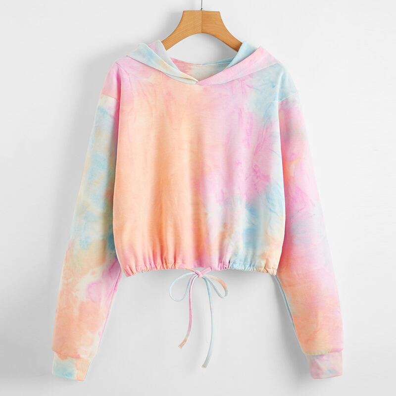

Tie Dye Drawstring Hem Hoodie, Multicolor