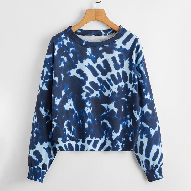 

Drop Shoulder Tie Dye Sweatshirt, Navy blue