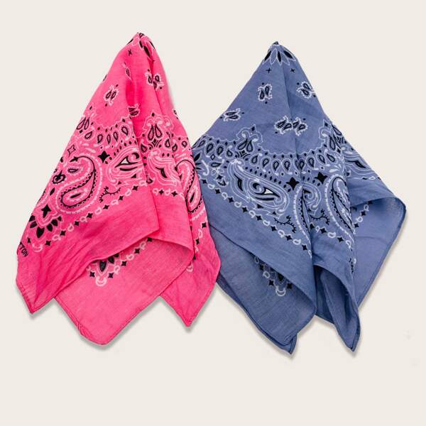 

2pcs Paisley Pattern Bandana, Multicolor