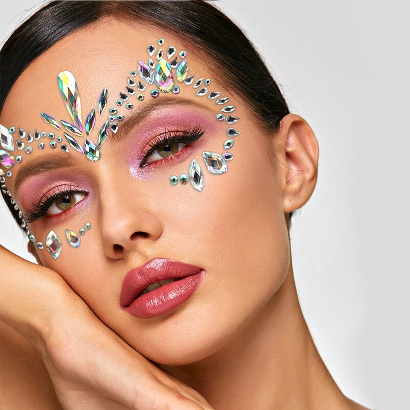 

1sheet Water-drop Rhinestone Shaped Eye Tattoo Sticker, Multicolor