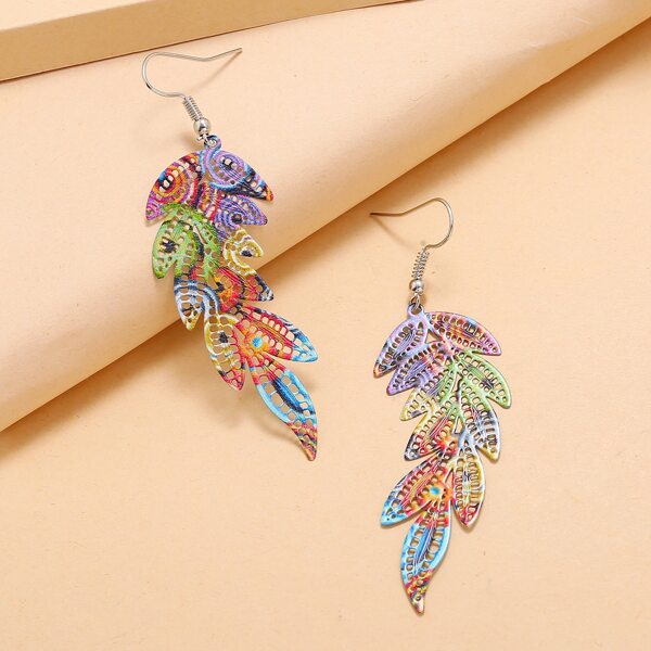 

Серьги-подвески в форме листа, Многоцветный