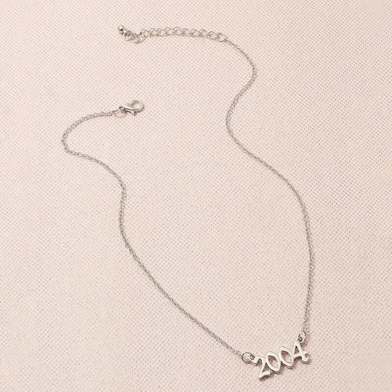 

Number Charm Necklace, Silver