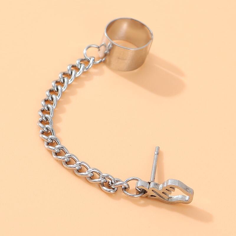 

1pcs Chain Decor Ear Climber, Silver