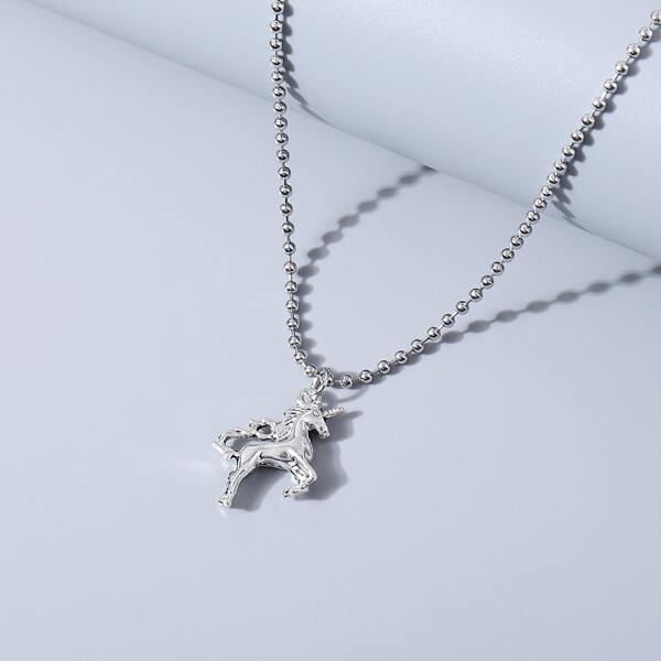 

Unicorn Charm Necklace, Silver