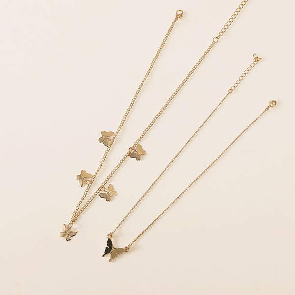 

Ожерелье с бабочкой 2шт, Золотистый