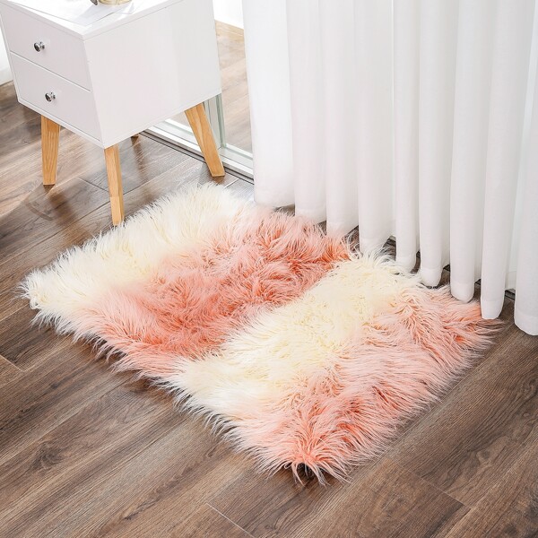 

Color Block Faux Fur Carpet, Multicolor