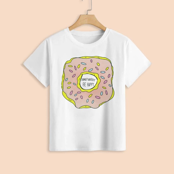 

Toddler Girls Donut And Slogan Graphic Tee, White