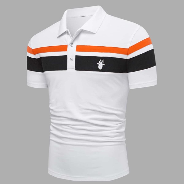 

Men Animal Embroidery Polo Shirt, White