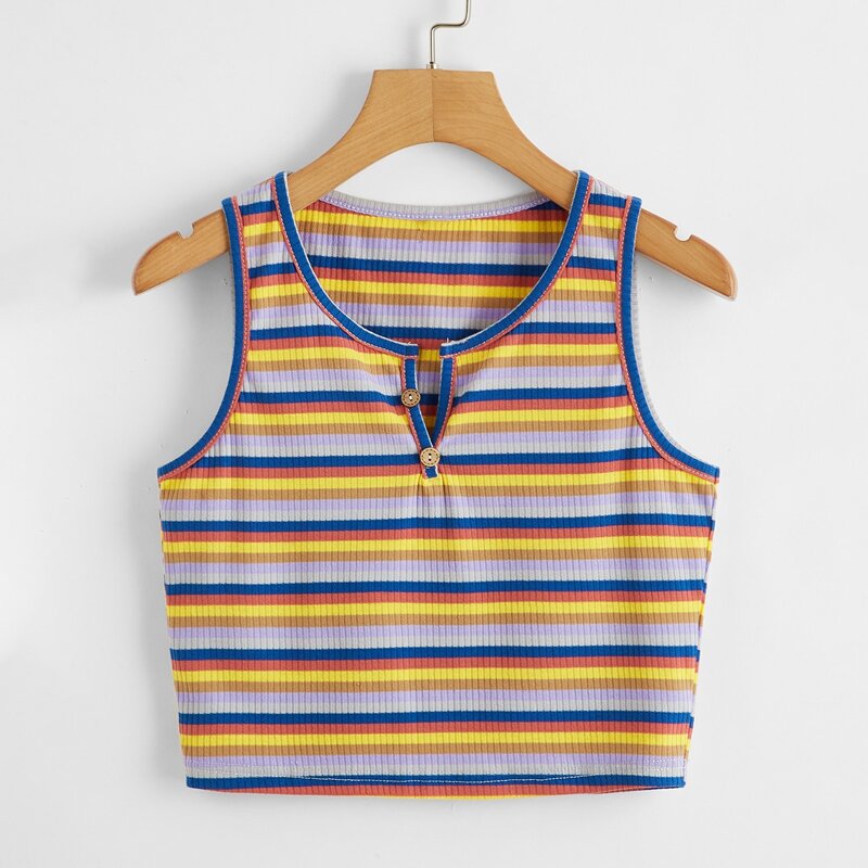 

Striped Button Tank, Multicolor