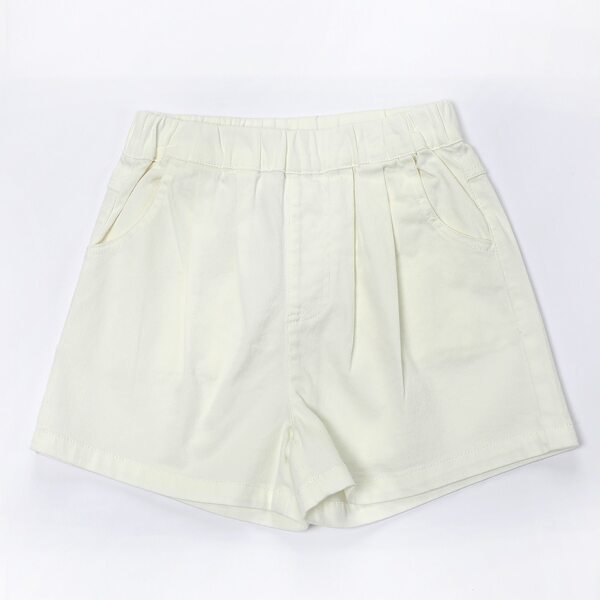 

Girls Solid Elastic Waist Shorts, Beige