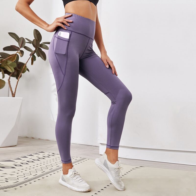 

Wideband Waist Sports Leggings With Phone Pocket, Violet purple