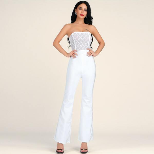 

Lucra Zip Back Flare Leg Tube Jumpsuit, White