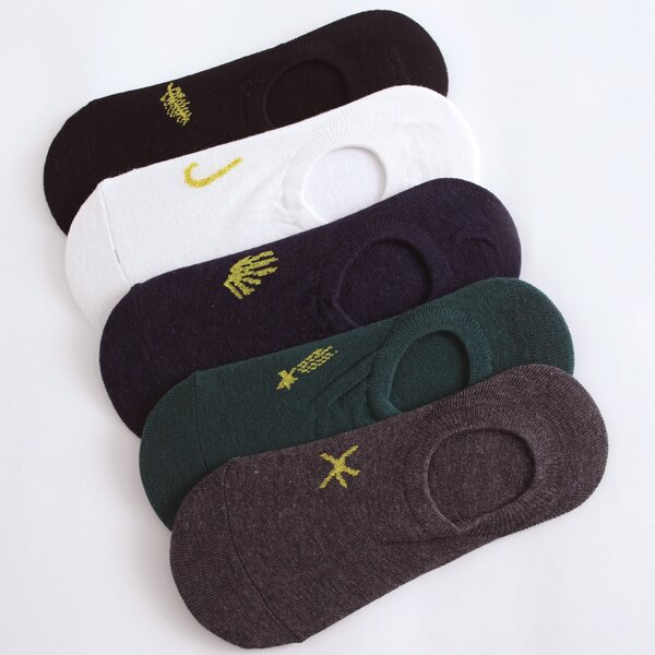 

5pairs Letter Graphic Invisible Socks, Multicolor