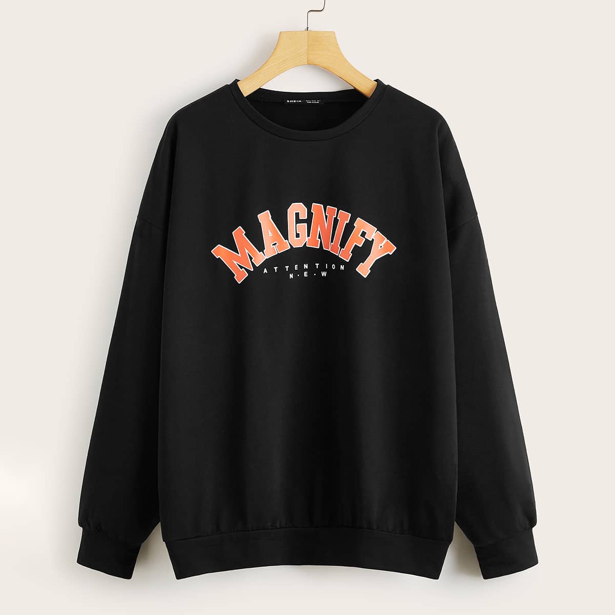 

Drop Shoulder Letter Graphic Sweatshirt, Black