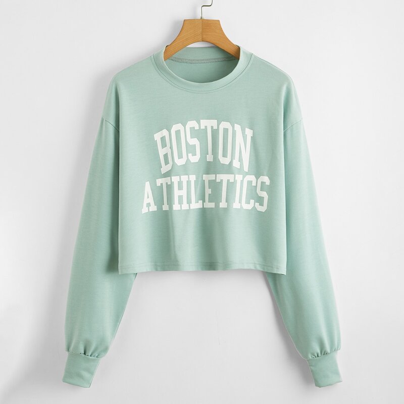 

Letter Graphic Sweatshirt, Mint green