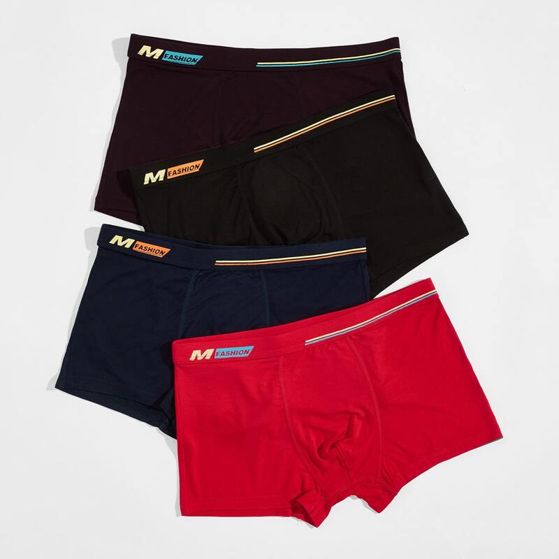 

Guys 4pcs Letter Graphic Boxer Brief, Multicolor