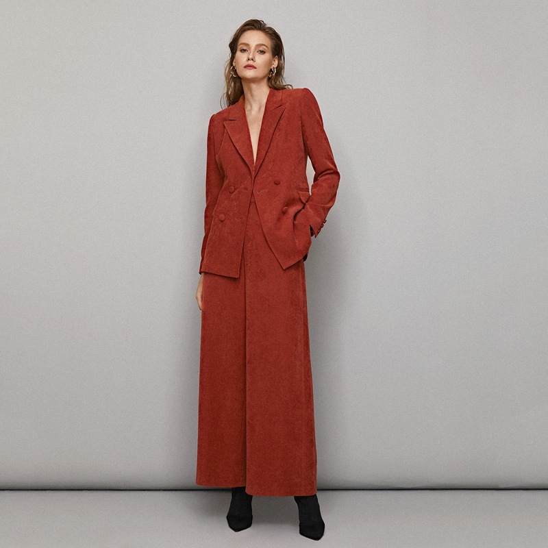 

STRAIGHT-CUT DOUBLE BREASTED BLAZER, Burgundy