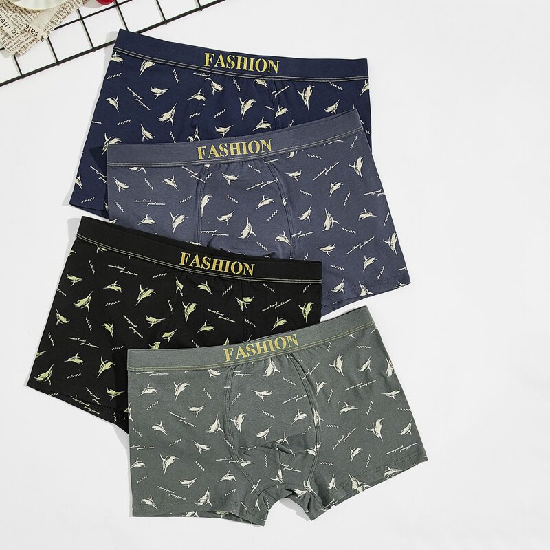 

Guys 4pcs Letter Graphic Boxer Brief, Multicolor