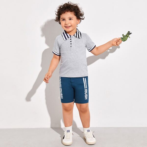 

Toddler Boys Striped Polo Shirt, Light grey