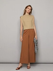 MOTF PREMIUM 四四方方無袖上衣 - 卡其色 - 查看 3