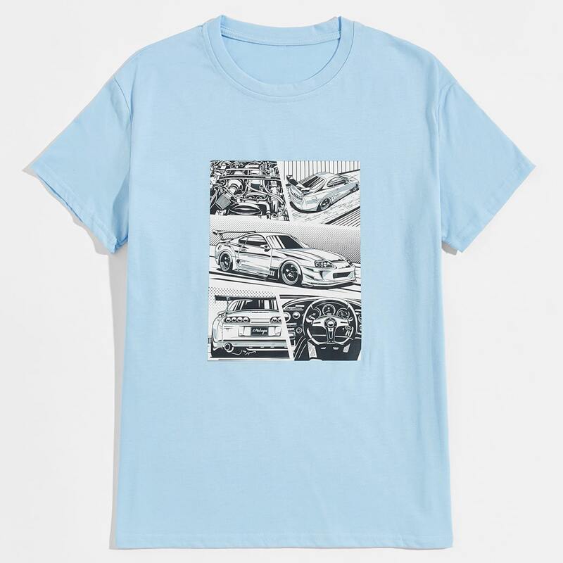 

Guys Car Graphic Tee, Baby blue