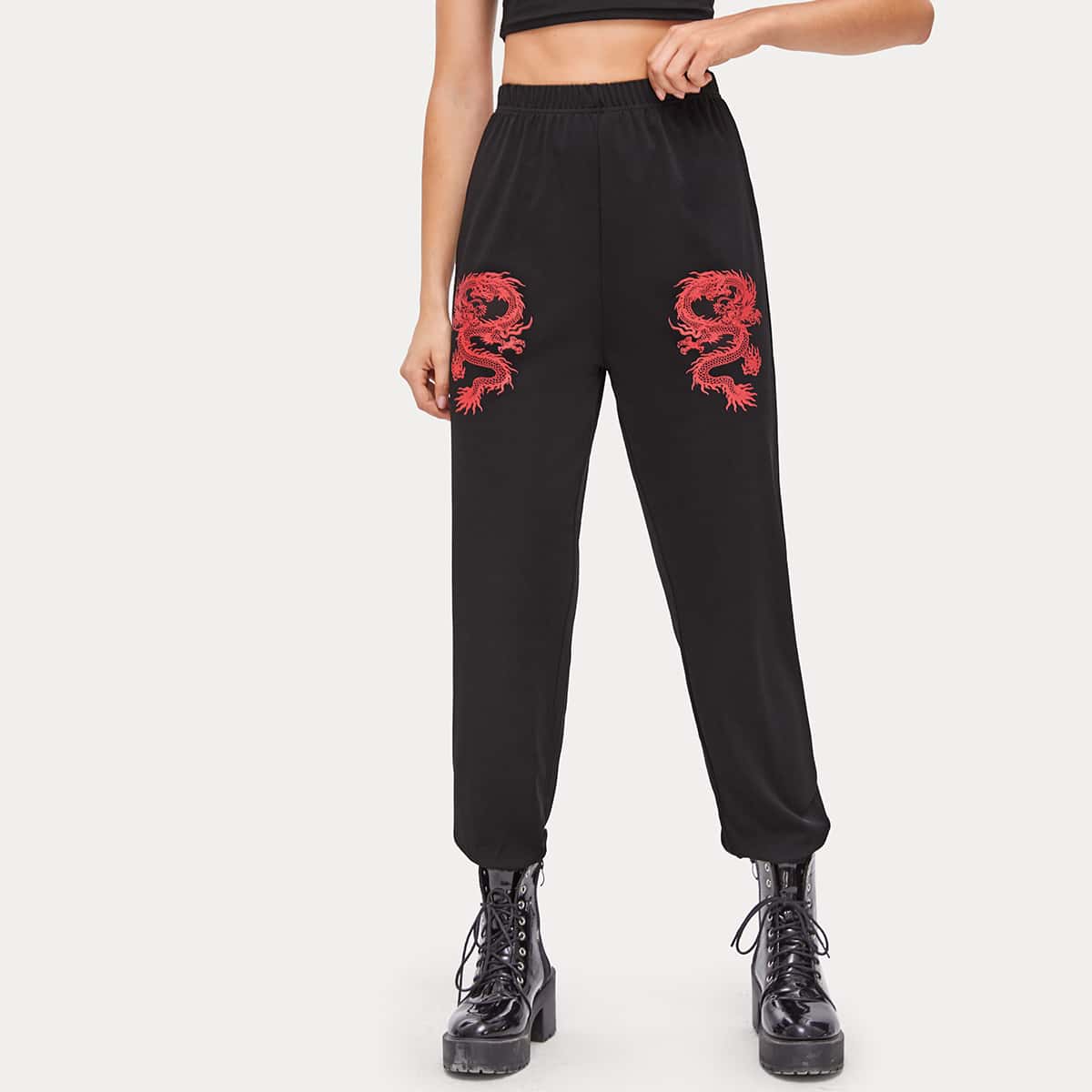 

Dragon Graphic Sweatpants, Black