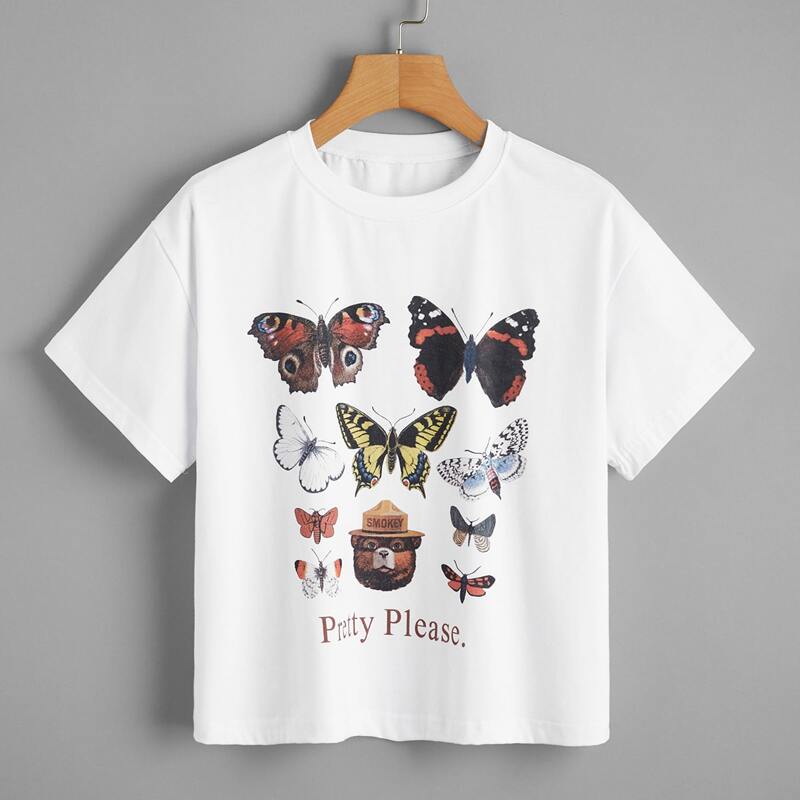 

Butterfly Print Tee, White