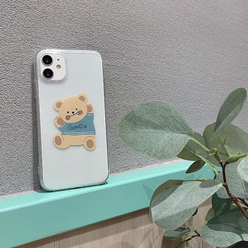 

Cartoon Bear Clear iPhone Case, Multicolor
