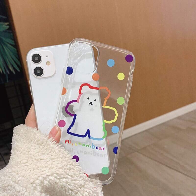 

Bear & Polka Dot Clear iPhone Case, Multicolor
