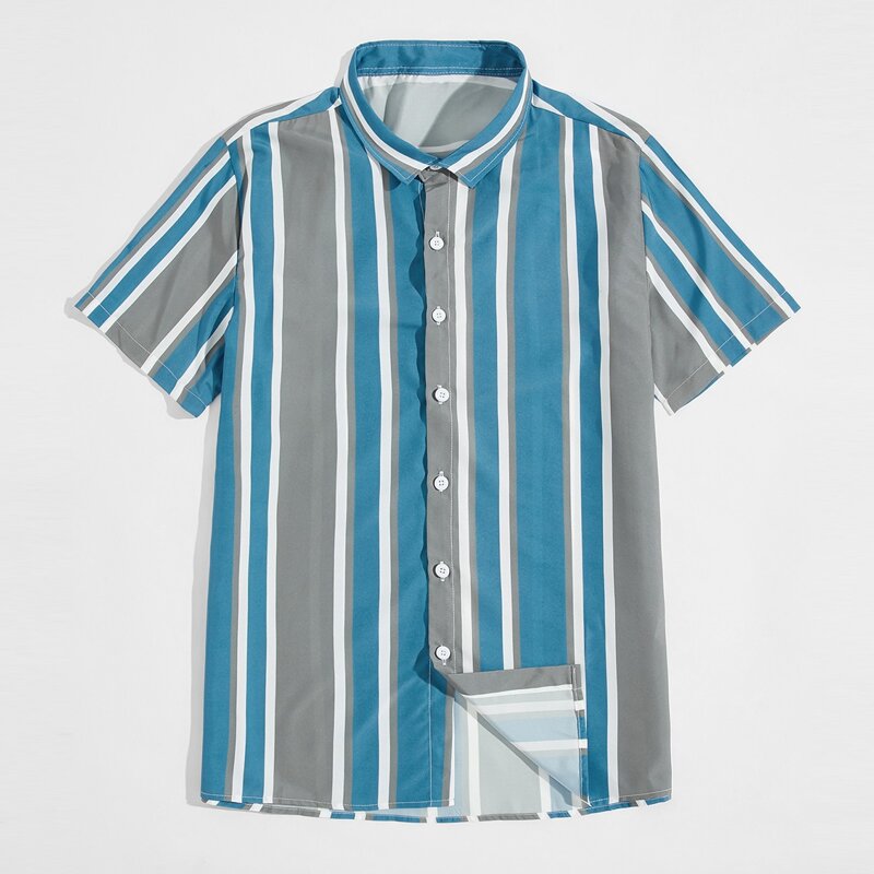

Guys Vertical Striped Button Up Shirt, Multicolor