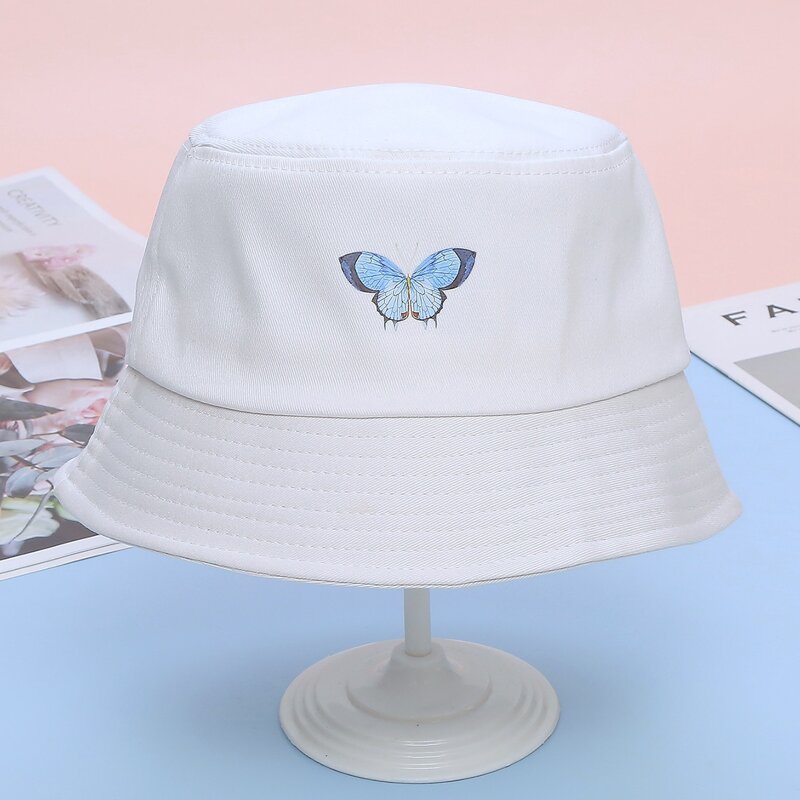 

White Butterfly Bucket Hat