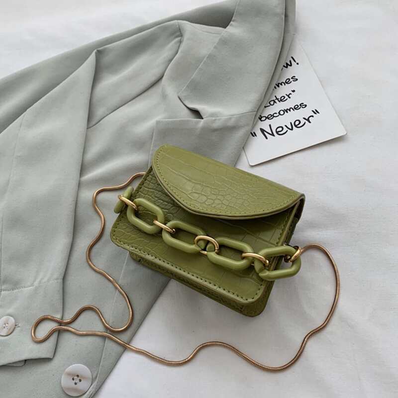 

Croc Embossed Mini Satchel Bag, Olive green