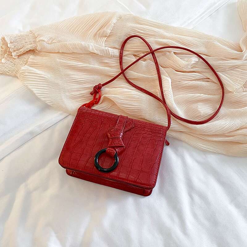 

Croc Embossed Knot Crossbody Bag, Red