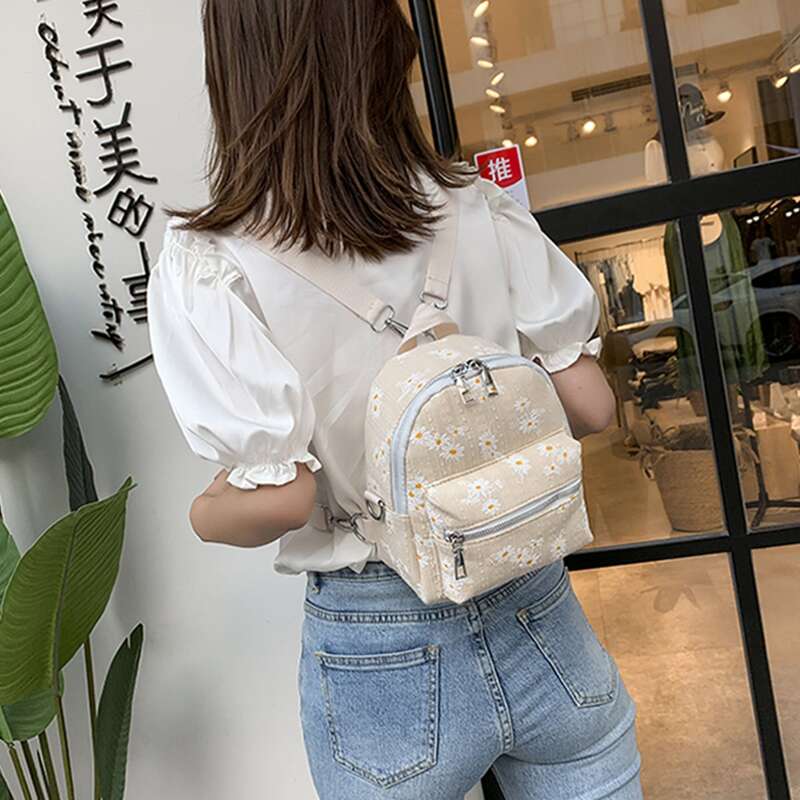 

Floral Pocket Backpack, Beige pastel