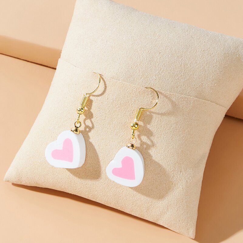 

Heart Drop Earrings, Pink