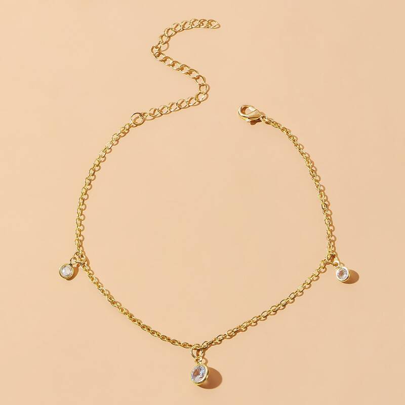 

Rhinestone Chain Anklet, Gold