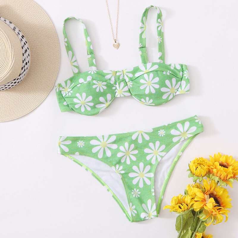 

Floral Underwire Bikini Swimsuit, Green