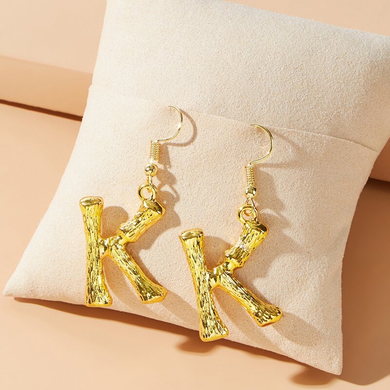 

Letter K Drop Earrings, Gold